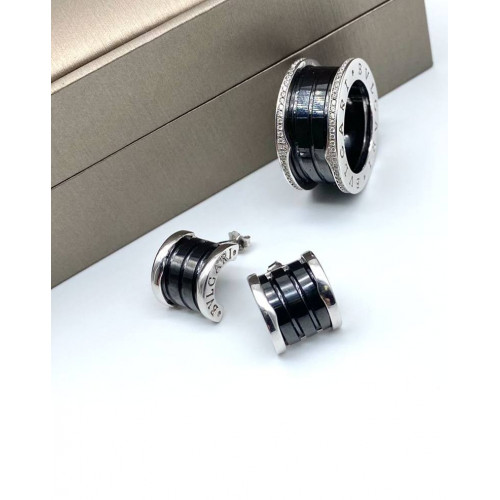 Серьги BVLGARI c черной керамикой 1, 5 см