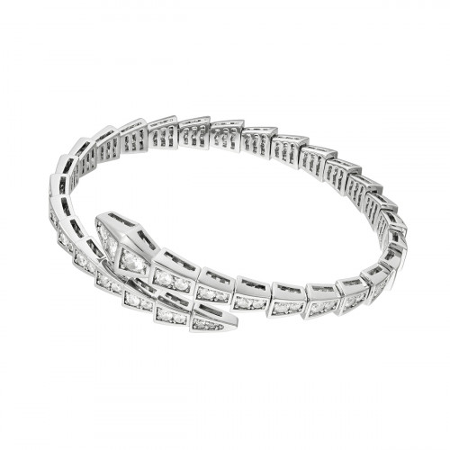 Браслет Bvlgari Serpenti Viper белый с камнями