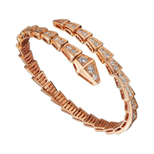 Браслет Bvlgari Serpenti Viper розовый с камнями
