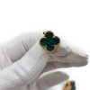 Серьги Van Cleef 1 мотив малахит в розовом золоте 1,5 см VGOLD