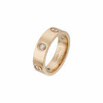 Кольцо Cartier Love розовое классическое с камнями