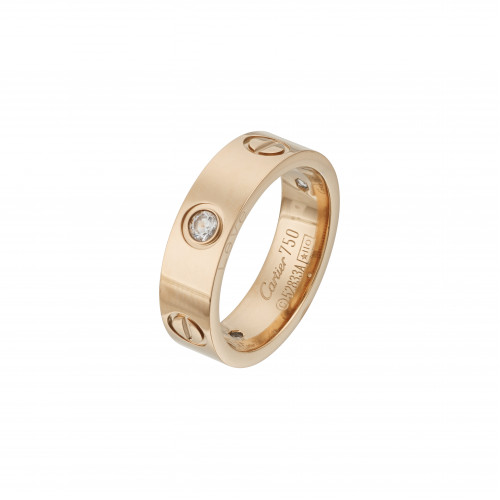 Кольцо Cartier Love розовое классическое с камнями