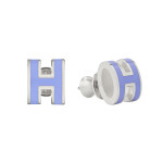 Серьги Hermes сиреневые в белом металле