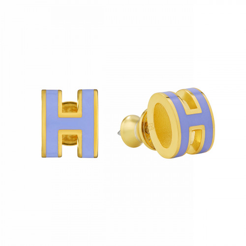 Серьги Hermes сиреневые в желтом металле