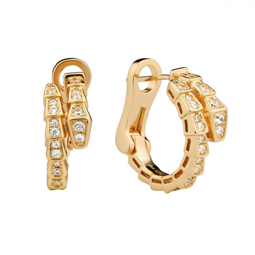 Серьги Bvlgari Serpenty с камнями розовые