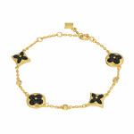 Браслет Louis Vuitton Color Blossom черный в желтом металле