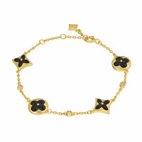 Браслет Louis Vuitton Color Blossom черный в желтом металле