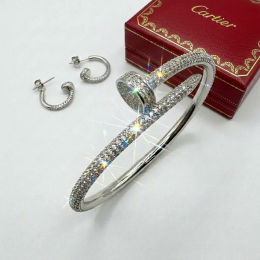 Браслет Cartier Juste Un Clou VGOLD белый классический с паве