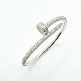 Браслет Cartier Juste Un Clou VGOLD белый классический с паве
