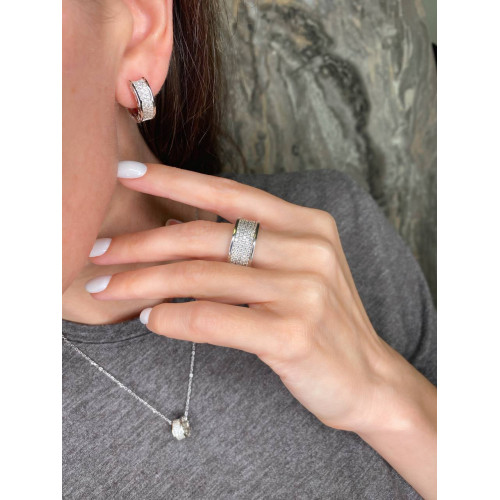 Комплект BVLGARI серьги и кольцо (серебро 925)
