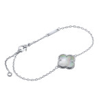 Браслет Van Cleef 1 мотив темный перламутр в белом
