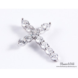 Крестик Tiffany Embrace белый классический с камнями