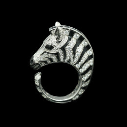 Zebra e Smalto - кольцо с узором «зебра» и эмалью