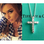 Крестик Tiffany Embrace белый с камнями