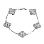 Браслет Van Cleef 5 мотивов гильоше в белом