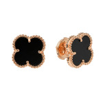 Серьги Van Cleef гвоздики черные в розовом