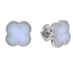Серьги Van Cleef гвоздики сиреневые в белом