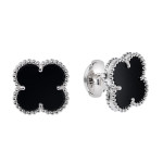 Серьги Van Cleef гвоздики черные в белом