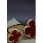 Кольцо Van Cleef 2 мотива красное в желтом
