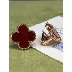 Серьги Van Cleef 1 мотив красные в розовом