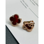 Серьги Van Cleef 1 мотив красные в розовом