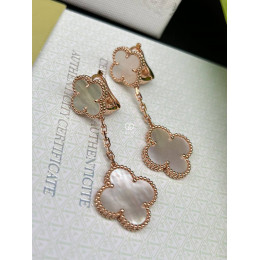Серьги Van Cleef 2 мотива перламутр в розовом