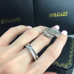 Комплект BVLGARI серьги и кольцо тонкие (серебро 925)
