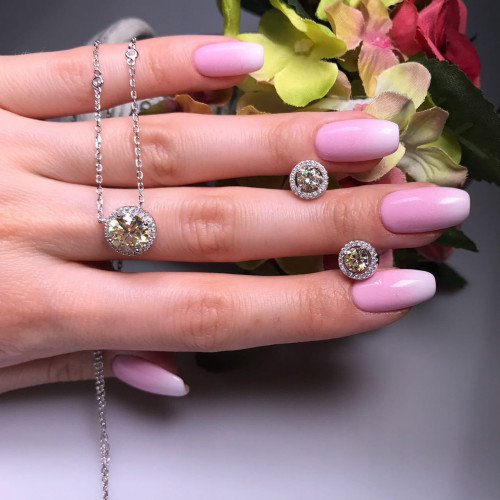 Комплект Tiffany серьги и кулон желтый