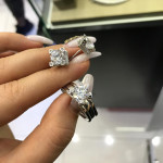 Комплект Bvlgari с двойным кольцом и сережками