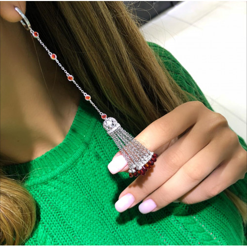 Серьги с кистью из серебра 925