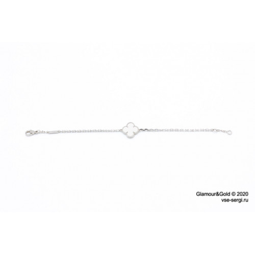 Браслет Van Cleef 1 мотив перламутр в белом