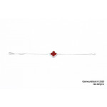 Браслет Van Cleef 1 мотив красный в белом