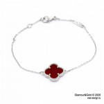 Браслет Van Cleef 1 мотив красный в белом
