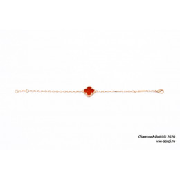 Браслет Van Cleef 1 мотив красный в розовом