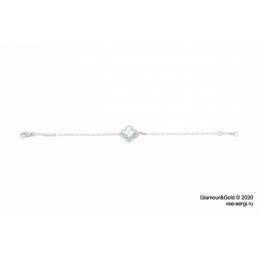 Браслет Van Cleef 1 мотив темный перламутр в белом
