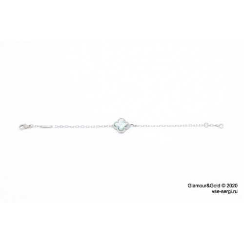 Браслет Van Cleef 1 мотив темный перламутр в белом