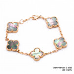 Браслет Van Cleef 5 мотивов темный перламутр в розовом