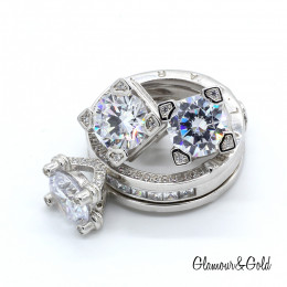 Комплект Bvlgari с двойным кольцом и сережками