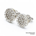 Серьги Bvlgari с цирконами (серебро 925)