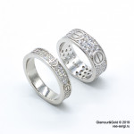 Кольцо Cartier Love белое широкое с камнями