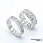 Кольцо Cartier Love белое широкое с камнями