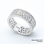 Кольцо Cartier Love белое широкое с камнями