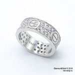 Кольцо Cartier Love белое широкое с камнями