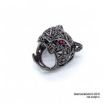 Кольцо Cartier Panthere чёрное крупное с камнями