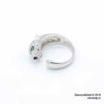 Кольцо Cartier Panthere белое крупное с камнями универсальный размер