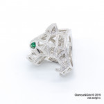 Кольцо Cartier Panthere белое крупное с камнями
