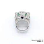 Кольцо Cartier Panthere белое крупное с камнями