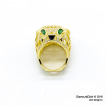 Кольцо Cartier Panthere жёлтое крупное с камнями