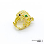 Кольцо Cartier Panthere жёлтое крупное с камнями