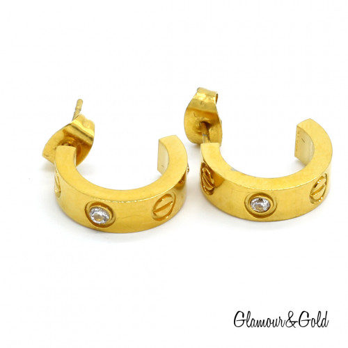 Серьги Cartier Love жёлтые классические с камнями